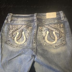 Miss Me Blue Embellished Women's Jeans Bootcut Curvy Fit Midrise